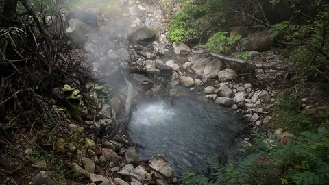 Geothermal activity fumaroles in Rincon de la Vieja National Park Costa Rica 스톡 동영상 127245406
