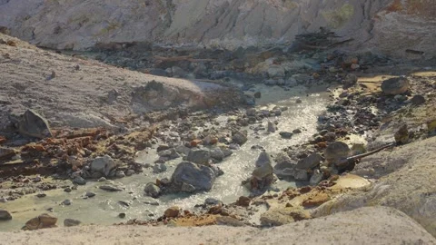Geothermal activity in Jigokudani Hell Valley in Hokkaido Japan Stock Footage 340627101