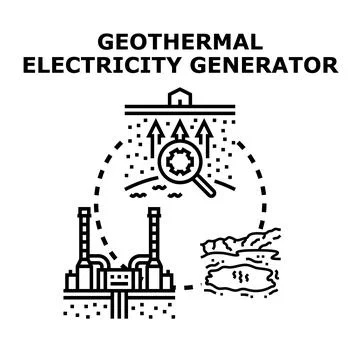 Geothermal electricity producing station technology concept Stock Illustration