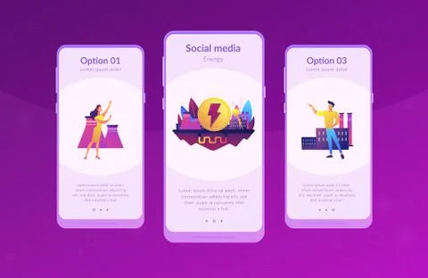 Geothermal energy app interface template. Stock Illustration