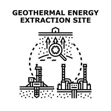 Geothermal energy extraction process creating renewable power Stock Illustration