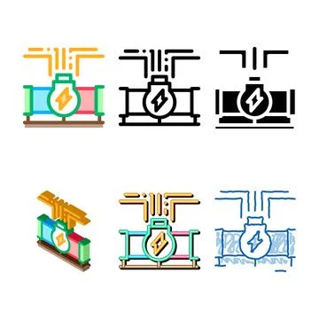 Geothermal energy pipe icon vector looks outline Stock Illustration