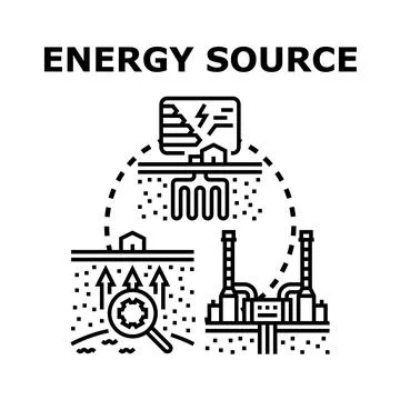 Geothermal energy source development and sustainable power generation Stock Illustration
