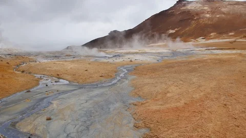 Geothermal fields Namafjall in Iceland. Stock Footage 112580324