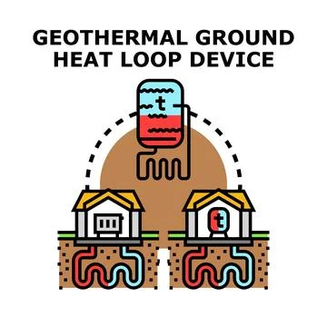 Geothermal ground heat loop device concept Stock Illustration