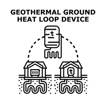 Geothermal ground heat loop device concept Stock Illustration