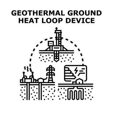 Geothermal ground heat loop system development process Illustrazione stock