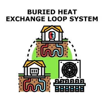 Geothermal heat exchange loop system for sustainable energy 스톡 일러스트