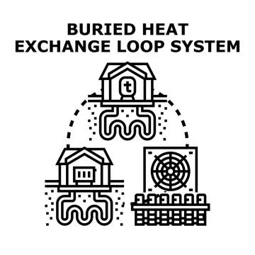 Geothermal heat exchange loop system for sustainable energy 스톡 일러스트