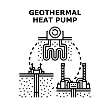 Geothermal heat pump installing alternative energy system Stock Illustration