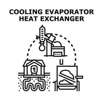 Geothermal heat pump system cooling evaporator technology Stock Illustration
