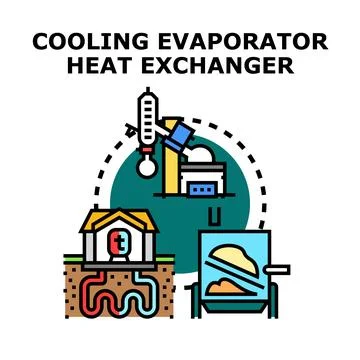 Geothermal heat pump system cooling evaporator technology Stock Illustration