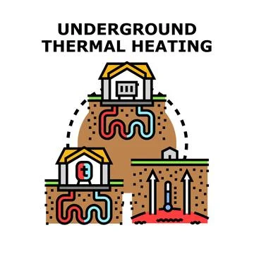 Geothermal heat pump system providing renewable energy Stock Illustration