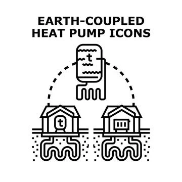 Geothermal heat pump system providing renewable energy solution Stock Illustration