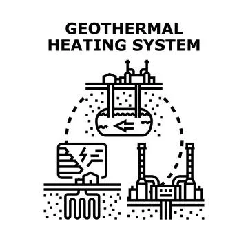 Geothermal heating system delivering clean energy concept Stock Illustration