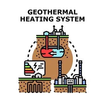 Geothermal heating system delivering clean energy concept Stock Illustration