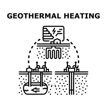 Geothermal heating system producing clean renewable energy Stock Illustration