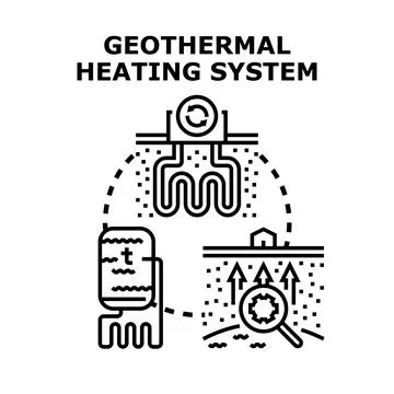 Geothermal heating system utilizing earth's energy cycle Stock Illustration