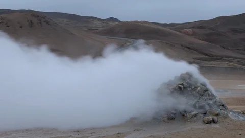 Geothermal hot spring steam vent in Iceland Stock Footage 91278723