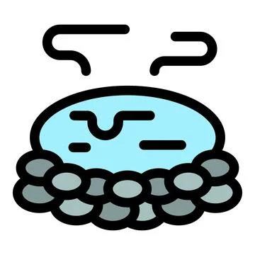 Geothermal hot spring surrounded by rocks is steaming Illustrazione stock