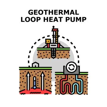 Geothermal loop heat pump system renewable energy 스톡 일러스트