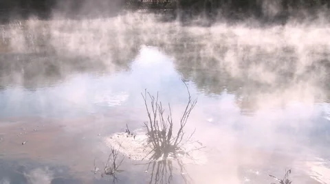 Geothermal pond steam Stock Footage 950845