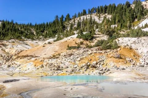 Geothermal pool at Bumpass Hell, Lassen Volcanic National Park, California Stock Photos