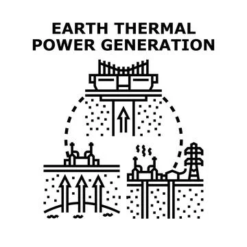 Geothermal power generation loop cycle vector illustration 库存插图