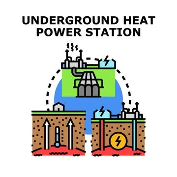 Geothermal power station generating clean energy concept Stock Illustration