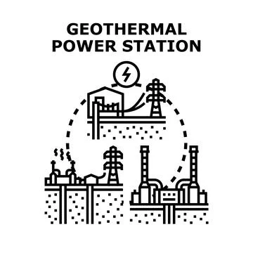 Geothermal power station generating clean energy concept Stock Illustration
