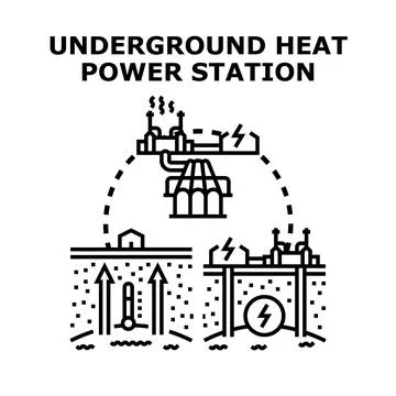 Geothermal power station generating clean energy concept Stock Illustration