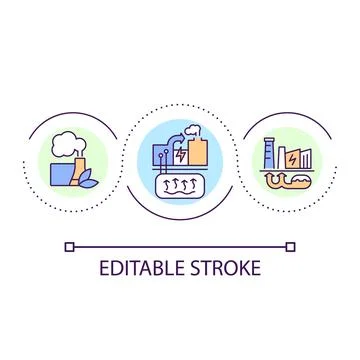 Geothermal power station loop concept icon 스톡 일러스트
