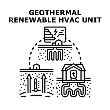 Geothermal renewable hvac unit system concept Stock Illustration