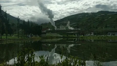 Geothermal steam in the highlands Stock Footage 234665136