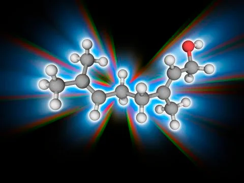 Geraniol organic compound molecule Illustrazione stock