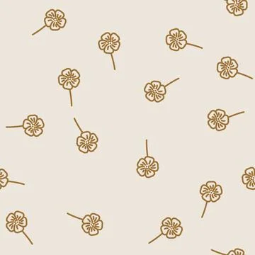 Geranium blossom spring line vector seamless pattern 스톡 일러스트