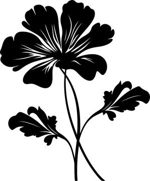 Geranium Flower Silhouette Vector Illustration White Background Stock Illustration