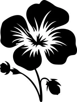 Geranium Flower Silhouette Vector Illustration White Background Illustrazione stock