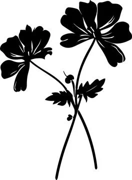 Geranium Flower Silhouette Vector Illustration White Background Stock Illustration