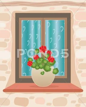 Geranium pot Stock Illustration