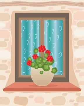 Geranium pot Stock Illustration