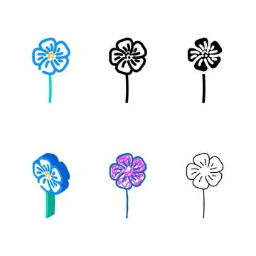 Geranium set blossom spring color icon vector Stock Illustration