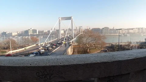 Gerard of Csanád Monument Hyper Lapse Walk with views of Budapest Stock Footage 127210329