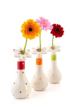 Gerber flowers in vases Stock Photos