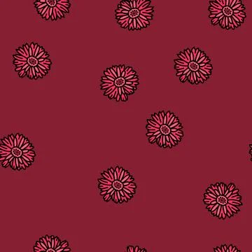 Gerbera daisy blossom spring vector seamless pattern 스톡 일러스트