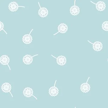 Gerbera flower line vector seamless pattern 스톡 일러스트