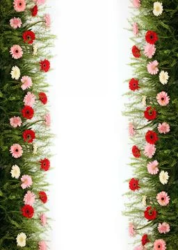 Gerberas are multicolored in the form of borders on both sides Stock Photos
