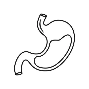 Gerd stomach icon in outline flat style. Reflux vector illustration on isol.. Stock Illustration