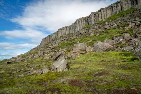 Gerduberg, basalt cliffs 스톡 사진