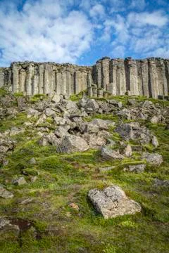 Gerduberg, basalt cliffs 스톡 사진